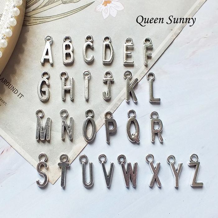 Bandul Charm Huruf (SILVER) Alfabet Alphabet Letter Pendant Liontin Kalung Gelang