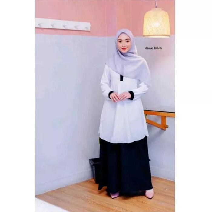 BAJU SETELAN SERAGAM KERJA HITAM PUTIH PNS [TUNIK & ROK] |  SERAGAM GURU WANITA MENGAJAR | BAJU DINA