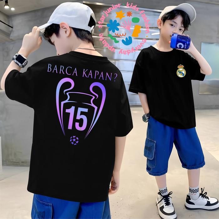 Tshirt BARCA KAPAN 15 UCL - Kaos BARCA KAPAN - KAOS REAL MADRID COCOK UNTUK ANAK