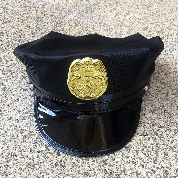 Topi Cosplay Penuh Gaya Topi Militer Polisi dengan Lencana Topi