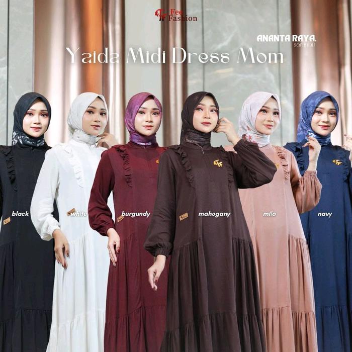 ANANTA RAYA SARIMBIT FEE--YAIDA MIDI DRESS MOM MATT RAYON TWILL PREMIUM