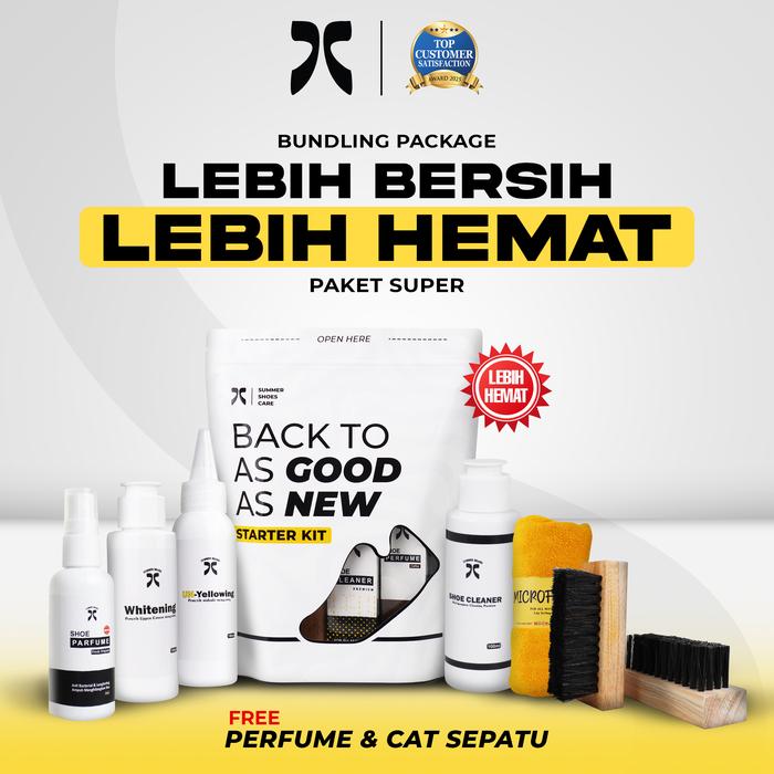 Paket Super Lengkap Pemutih Pembersih Sepatu Parfum Usaha Pemula Laundry Sepatu Starter Kit - Summer