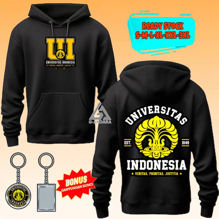 HOODIE JUMPER UNISEX UNIVERSITAS INDONESIA UI DESIGN TERBARU CASUAL BAHAN KATUN FLEECE FREE GANCI