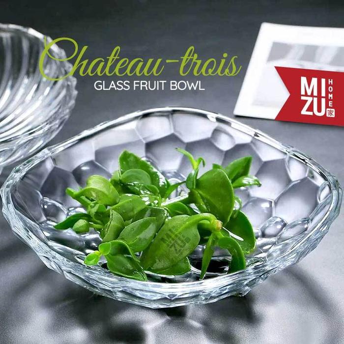 MIZU CHATEAU-TROIS Glass Fruit Bowl Snack Bowl Salad Bowl Mangkuk Buah Kaca Mangkok Kaca Mangkuk Sal