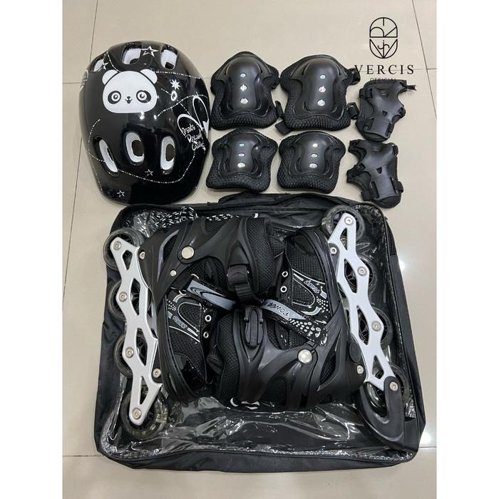 Sepatu Roda Anak Perempuan Import Inline Skate Laki Laki Full Karet PU Nyala Roller Outdoor Olahraga