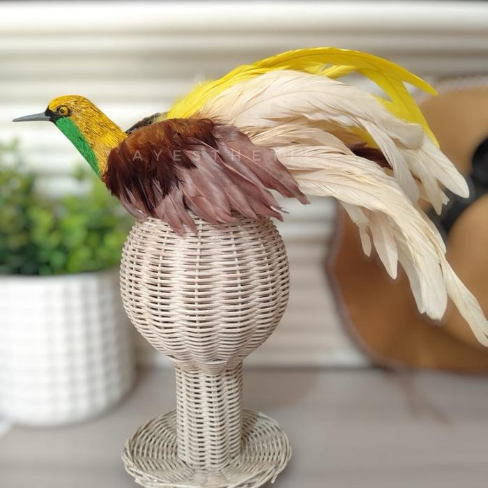 ARTIFICIAL BURUNG CENDRAWASIH PALSU AKSESORIS TOPI AKPOL MINIATUR ADAT PAPUA SUKU DAYAK