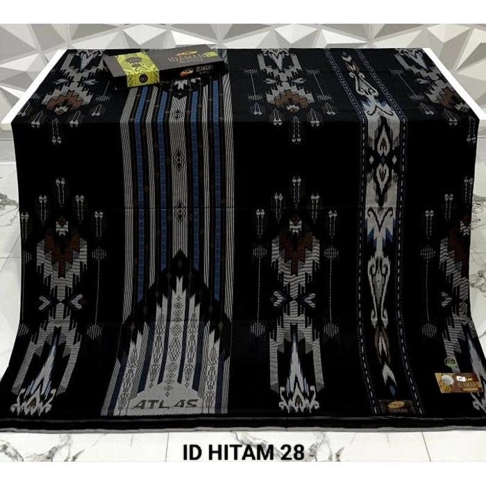 Sarung Atlas Idaman Kembang Harmoni 555 Motif BHS SGD GSC Hitam Sarung Pria Muslim Dewasa Super Prem