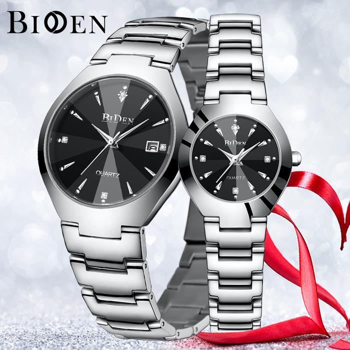 BIDEN Jam tangan Couple Mode Santai Tahan Air Kuarsa jam tangan pria jam tangan wanita YN0104