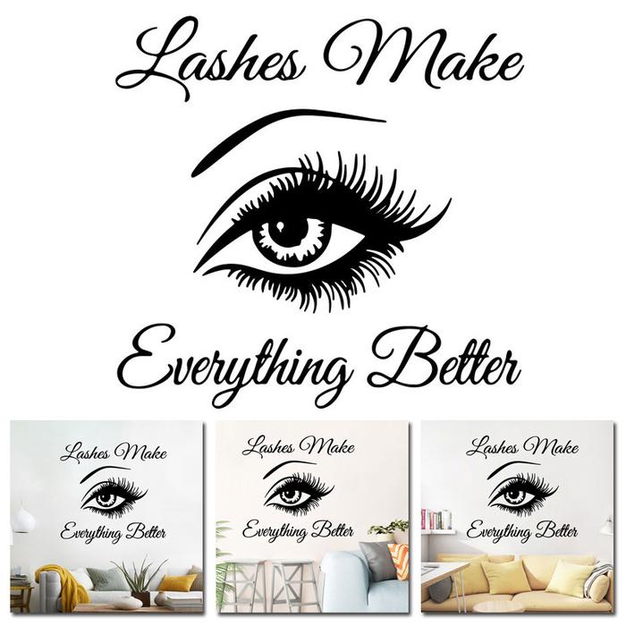 Lashes Eye Quote Wall Sticker DIY PVC Wall Mounted Sticker Home Decal