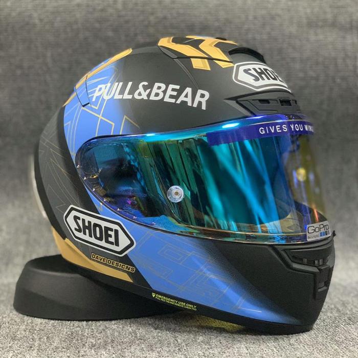 Full Face Motorcycle helmet X14 Marquez 93 gold blue Riding Motocross