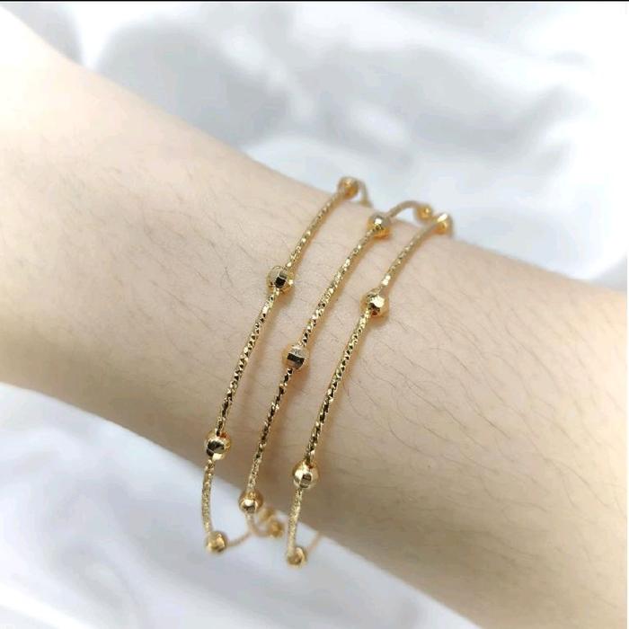 Gelang Titanium Wanita Model Keroncong Biji Lada Anti Karat Tidak Luntur Desain Mewah Elegan untuk B