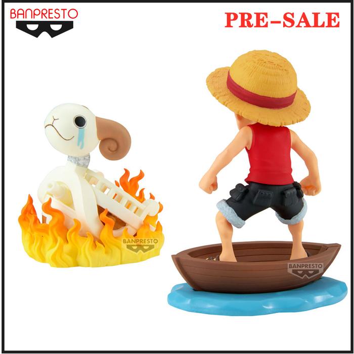 Anime Figure Bandai ONE PIECE WORLD COLLECTABLE FIGURE LOG STORIES-MONKEY.D.LUFFY & GOING MERRY PVC 