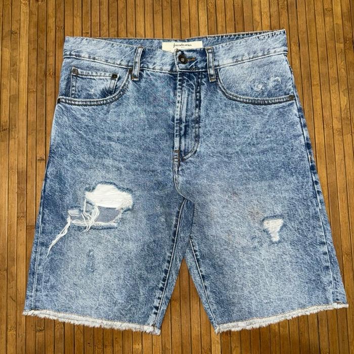 STRADIVARIUS BLUE DISTRESSED RIPPED FABRIC SHORT DENIM JEANS zara man balmain amiri
