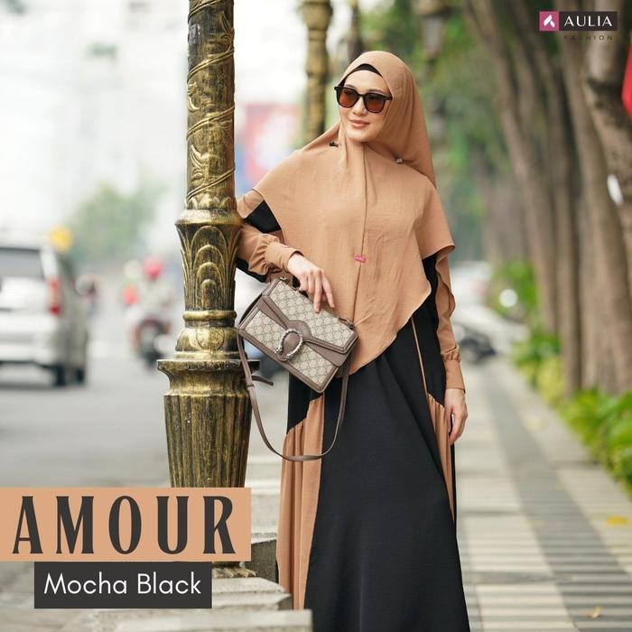 Aulia Fashion Gamis Amour Dress Polos  1 Set Hijab Untuk Hari Raya Lebaran Remaja Wanita Muslim Banj