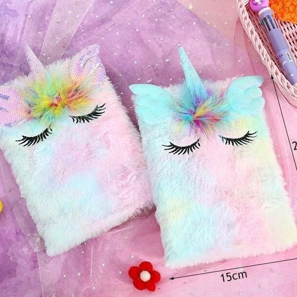 EM Buku Diary Bulu Motif Unicorn Buku Agenda Notebook Anak