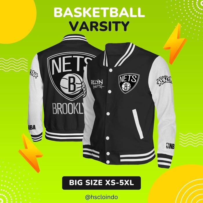 Bomber Varsity Jacket Basketball Team Brooklyn Nets Eastern Conference Jaket Basket Ukuran Jumbo Big