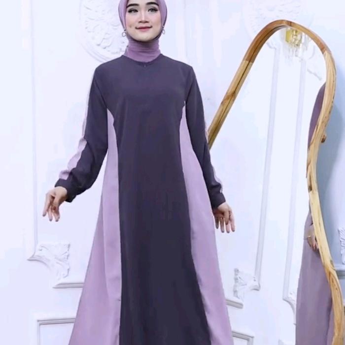 Gamis Kombinasi Dua Warna Putie Wanita Najwa Aden Lembut Nyaman - Muslim