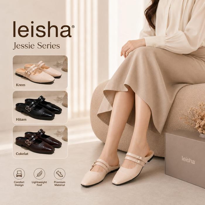 LEISHA - JESSIE Series Sepatu Mules Flat Shoes Mary Jane Cewek Sepatu Wanita Kerja Kuliah Casual