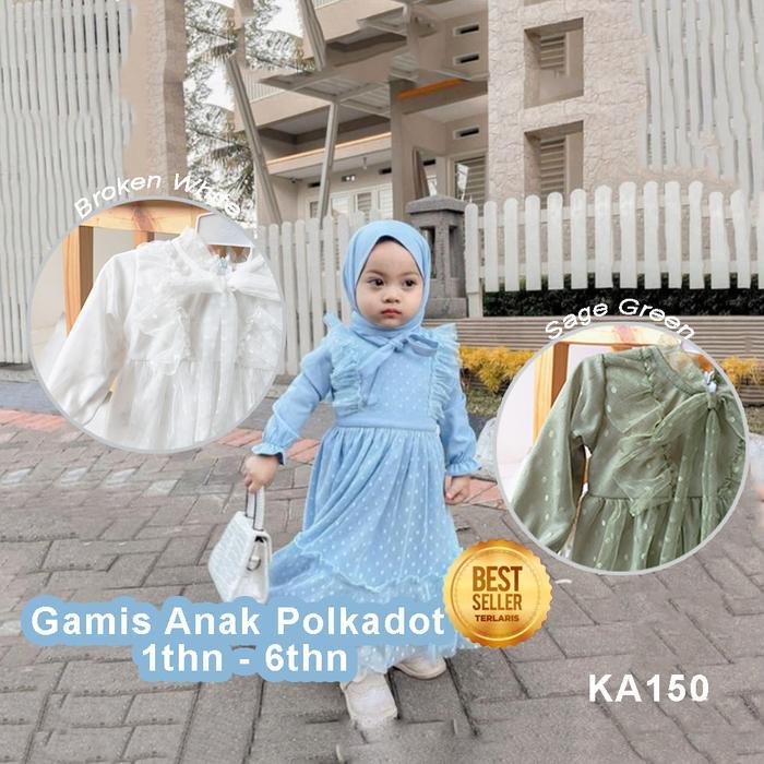 Gaun Baju Muslim Anak 1 Tahun Gamis Bayi Lengan Panjang Warna Putih Biru Sage Terlaris Tren 2025 Baj