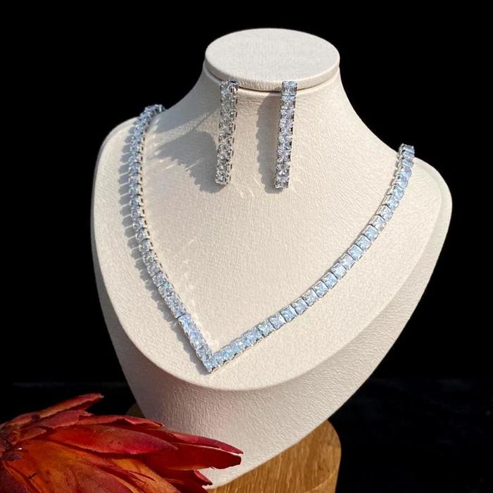 Nagita Aurel set perhiasan zircon premium kalung anting / kalung aurel kalung nagita  bridal