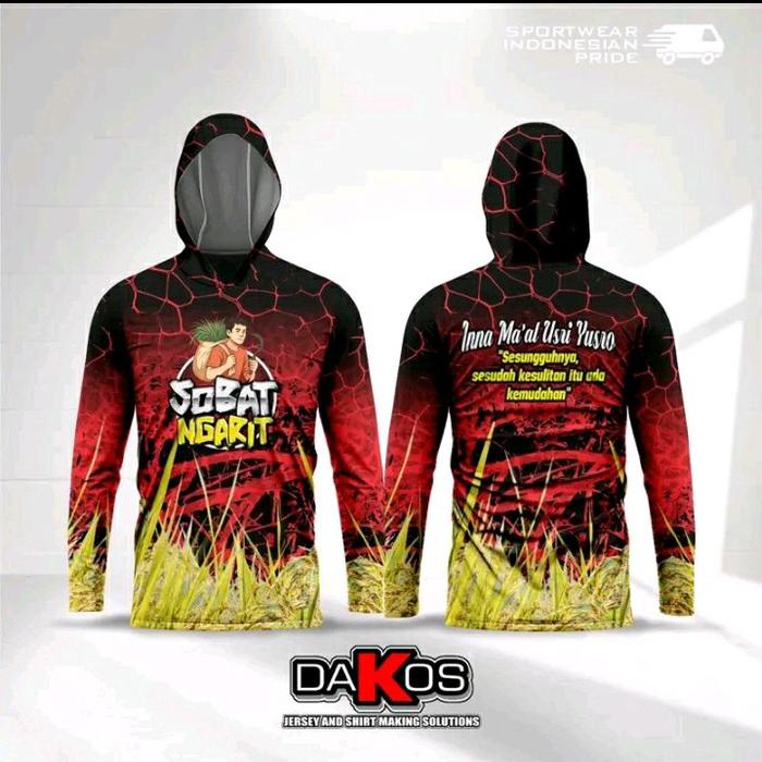 Jersey SOBAT NGARIT HOODIE fullprint tangan panjang//baju ngarit//kaos petani//baju pria//sport