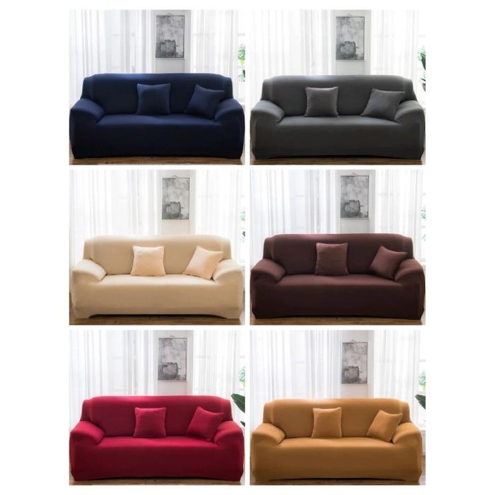 Sarung Sofa Polos Stretch Elastis 1/2/3/4 Seater Cover Sofa Bercorak Motif Stretch Elastis 1/2/3/4 S