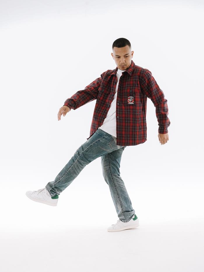 Jaket Flanel Wol Premium Naky House dengan Bordir Rantai dan Logo Detail - Bulu, Slim, Fit, Outer, P