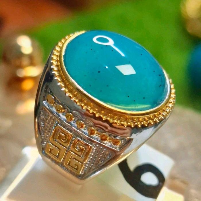 AzzaimStone Cincin Batu Bacan Doko Crystal Selasih top Natural Bergaransi Original 1000% Dimensi 16x