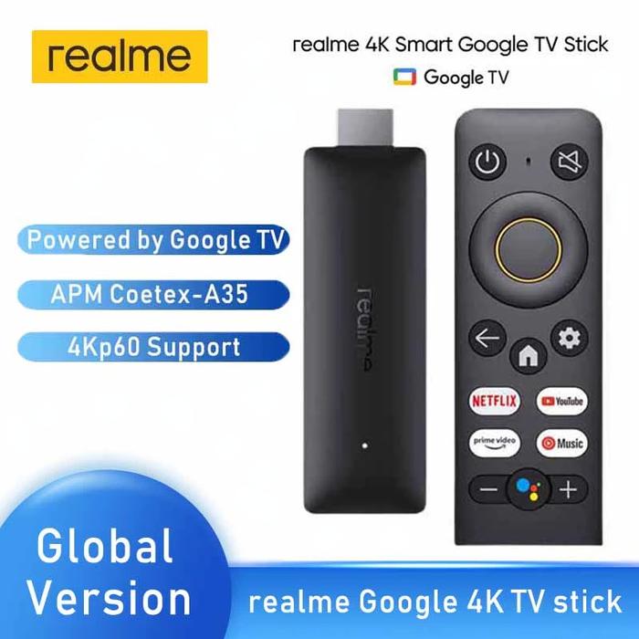 realme 4K Smart TV Stick 1080P Global Version 1/2GB RAM 8GB ROM ARM