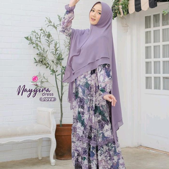 Dilovable.id | GAMIS NAYYIRA GAMIS MOTIF DOVE GAMIS LEBARAN BY. FANIA HIJAB