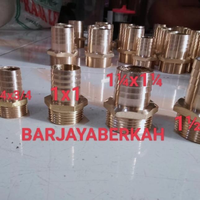 Nepel selang 1 1/2 x 1 1/2 inch & nipple selang 1 1/4 kuningan