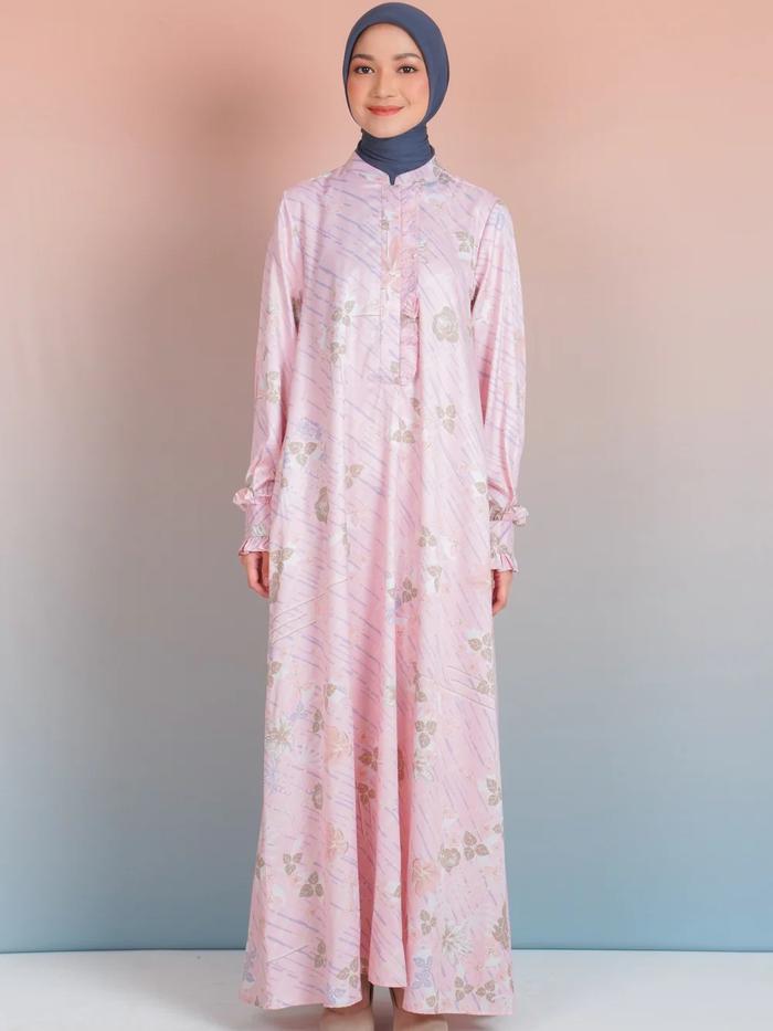 Elzatta Gamis Ruffles Saffron Geo