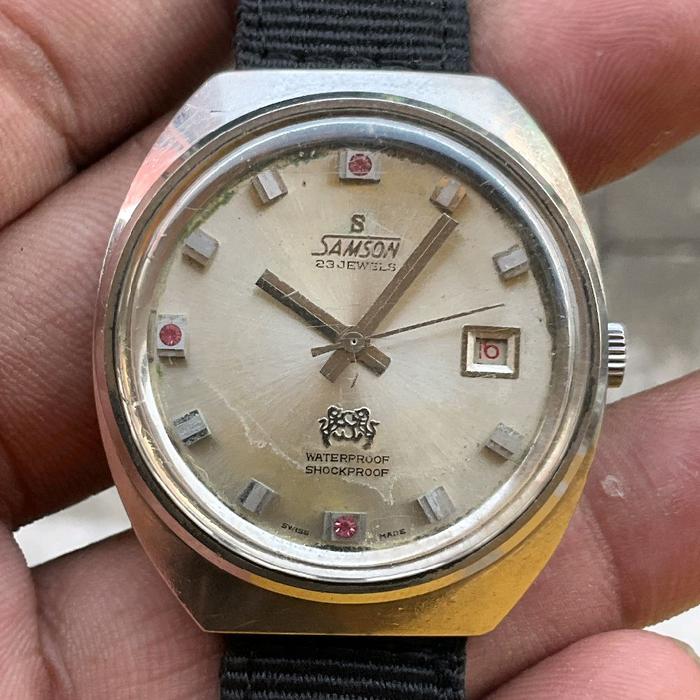 JAM KUNO SWISS TAHUN 1960AN : SAMSON OVAL PUTAR MANUAL WINDING ORIGINAL NELSON GARUDA KENT