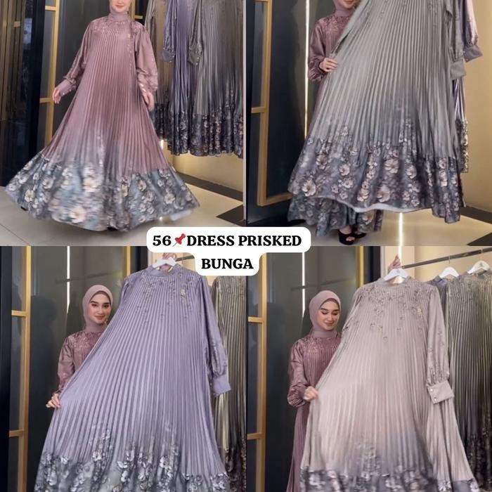 Dress Muslimah SHELLASAUKIA Prisked Bunga - Maxi