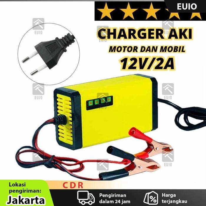 Alat Cas Aki Motor & Mobil Alat Pengisian Daya Aki 12V 2A Charger Aki Portable