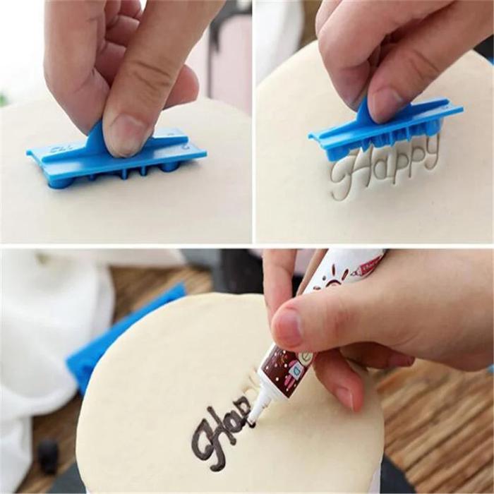 6Pcs Cetakan Tulisan Happy Birthday Stamp Cake / Cetakan Tulisan Fondant Puding / Cetakan Tulisan Ku
