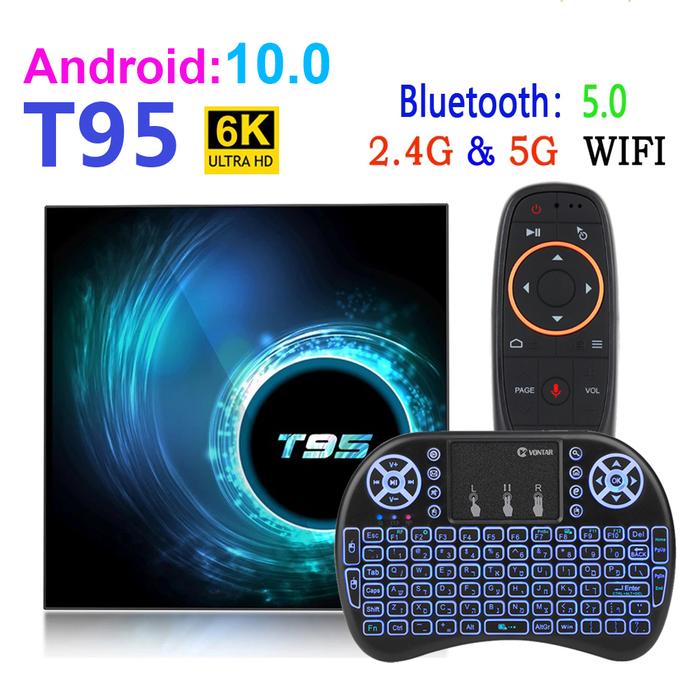 Android 10 T95 Smart Tv Box Youtube HD 6K 2.4G&5G Wifi 4GB 32GB 64GB