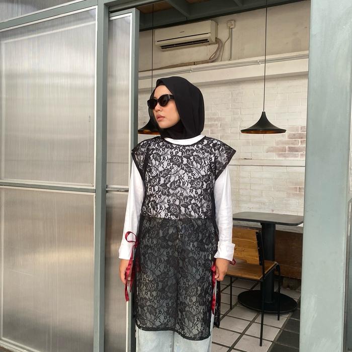 Hannah lace dress outer brokat outer pesta casual brukat outer dress Wanita