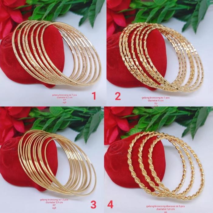 Gelang Tangan satu set Kroncong Wanita Titanium Xuping Perhiasan Aksesoris Fashion Lapis Emas   R4-G