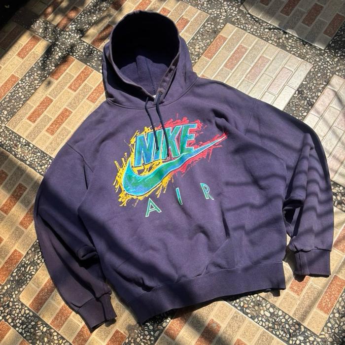 Nike • Rare 80's Vintage Splash Logo Pullover Hoodie Size XL (67x63cm) Collectible Item - No Lowball