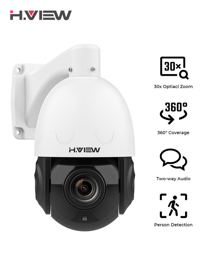H.view 5MP 30X PoE PTZ Security Camera, 30X Optical Zoom IP Outdoor