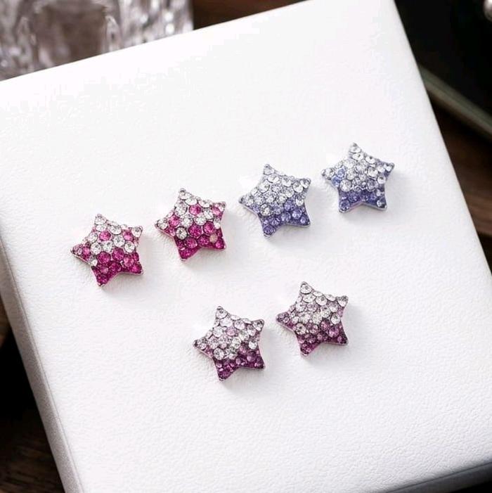 Anting star perak S925 mata swarovsky asli