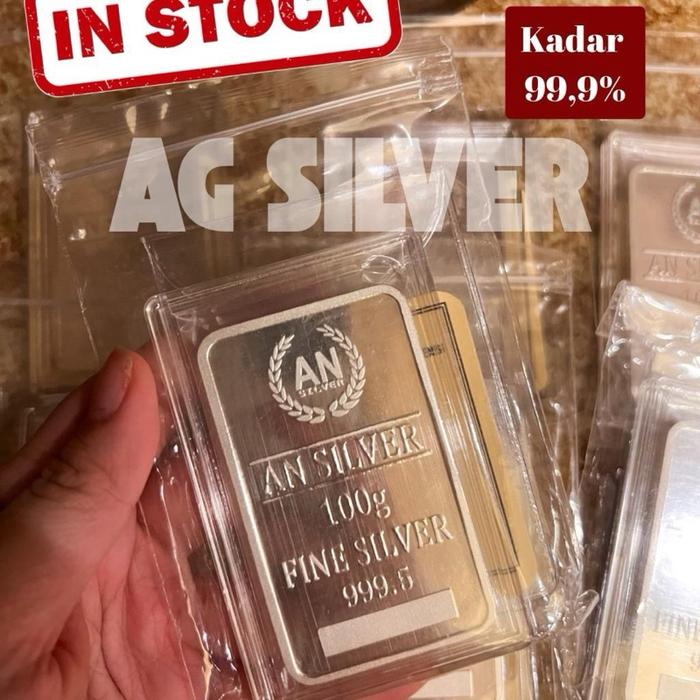 Perak Batangan Murni AG Silver / Fine Silver 100gram Kadar 99,9%