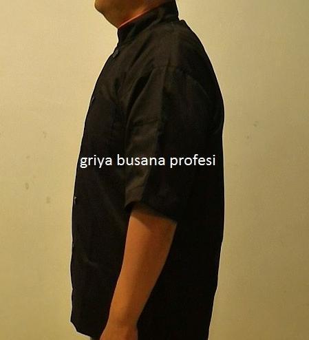 (cooger) jumbo baju chef / baju koki hitam lengan pendek size xxl ( jumbo )