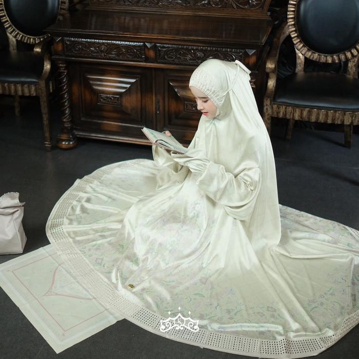 Kazami Store New Telekung Ainun 2025 - Mukena Silk Lebaran Free Sajadah dan Tas | Denaf.outfit