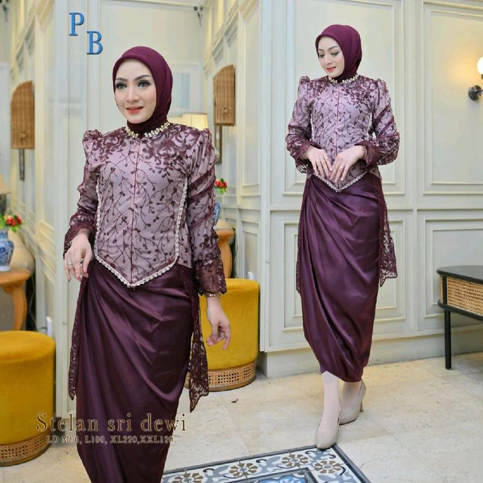 ONE SET KEBAYA SRI DEWI PAYET PREMIUM BUSUI FRIENDLY MIX SATIN BAJU KEBAYA LAMARAN KEBAYA MODERN KEB