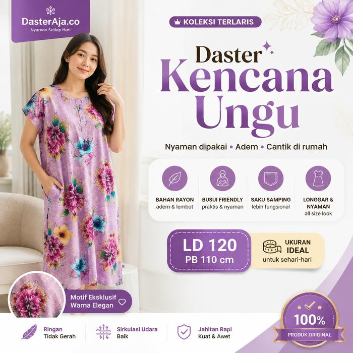 Batik Kencana Ungu Daster Kencono Ungu Asli Original Ld 120 Label Biru Merah Original Bahan Adem Nya