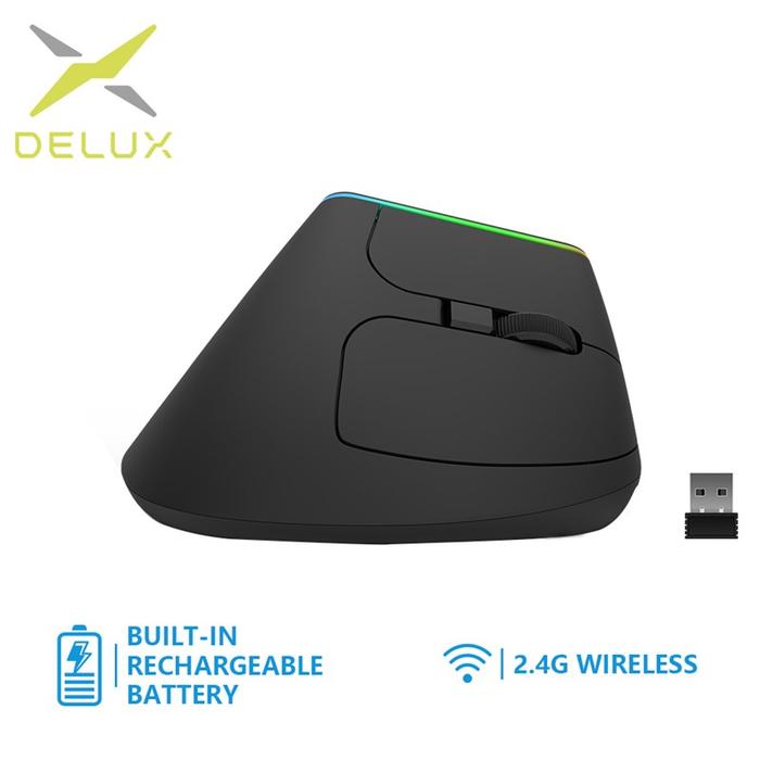 Delux M618DB Ergonomic Vertical Mouse rechargeable Wireless 2.4GHz