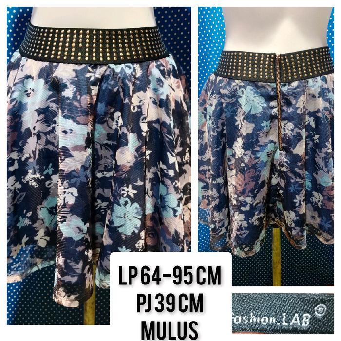 BAWAHAN WANITA ROK PENDEK TILE BIRU(FASHION LAB)