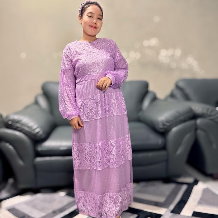 GAMIS LILAC BROKAT RENDA MEWAH